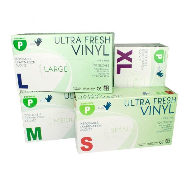 Ultra Fresh Clear Disposable Vinyl Powder Free Gloves (Carton)