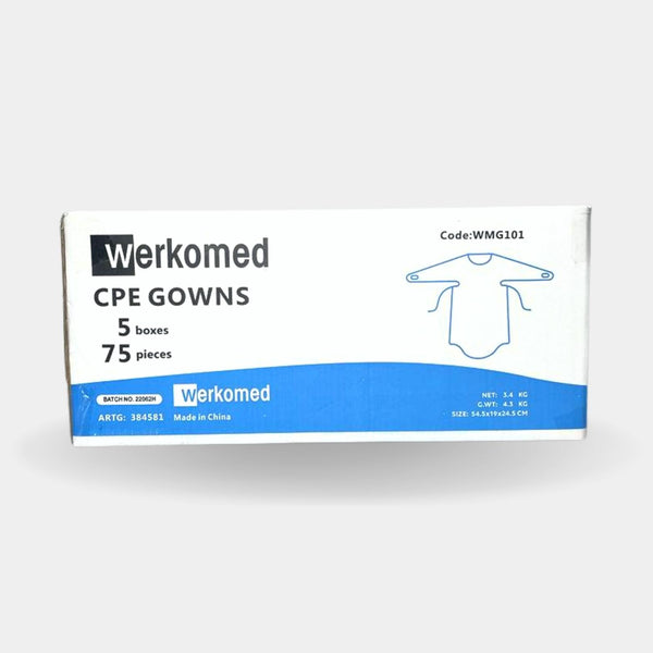 Werkomed Blue Disposable CPE Gown – 15 Pack