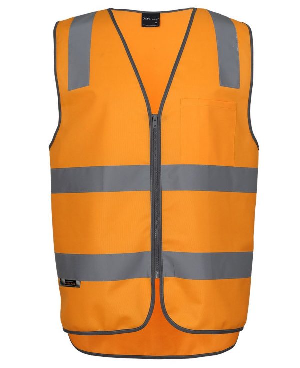 Aus Railway Hi Vis Orange Reflective Safety Vest With Zipper 6DVTV