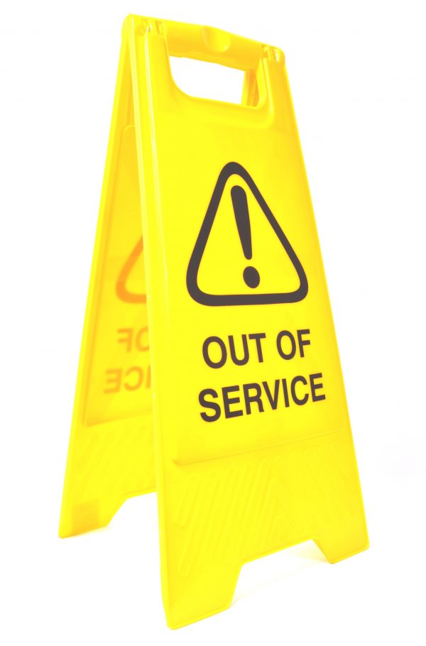 SAFETY SIGN CLEANLINK 32X31X65CM OUT OF SERVICE YELLOW