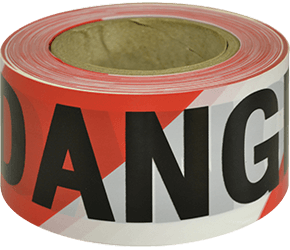 Shield Right Barricade Tape, Danger - Black on Red/White 75mm x 100 Metres