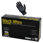Black Nitrile Nitro Powder Free Disposable Gloves - Heavy Duty