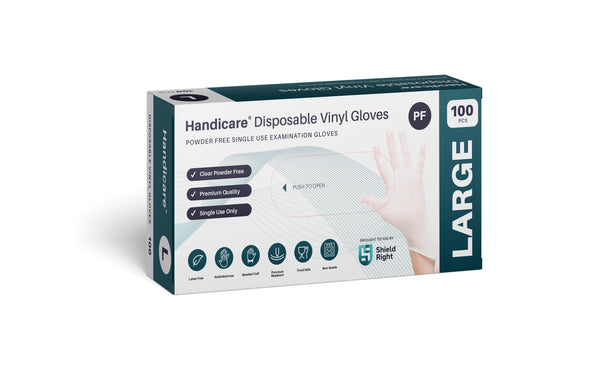HandiCare Clear Disposable Vinyl Powder Free Gloves 100 Pack