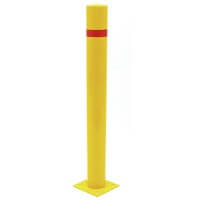 Maxisafe Yellow Steel Bollard with reflective red stripe