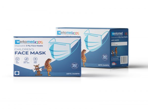 Werkomed Kids Blue Face Masks Level 2 50 Pack