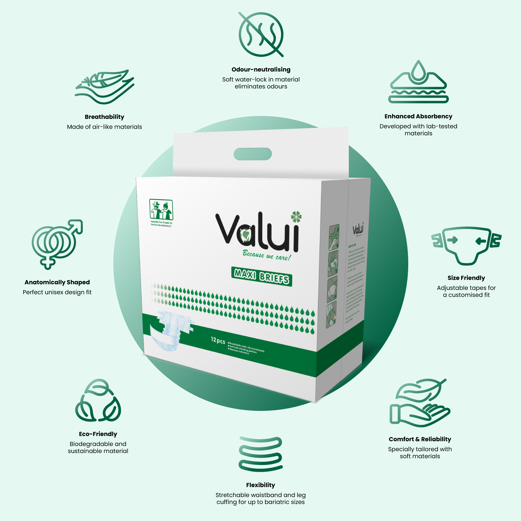 Valui Maxi Briefs Nappy Style (6 Packs/72pcs)