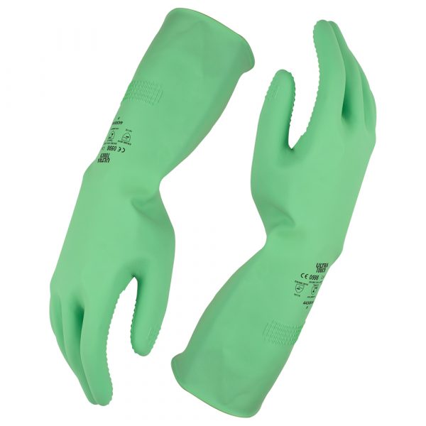 Ultra Touch Premium Silverlined Green Rubber Gloves