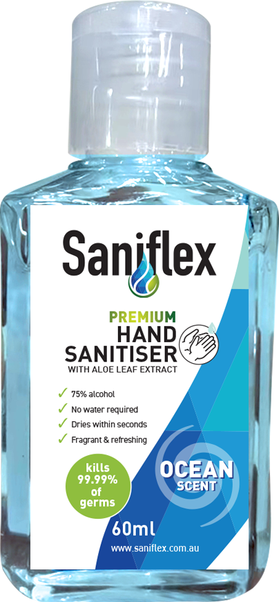 Saniflex Ocean Scent Rinse Free Hand Sanitiser 60ml FlipTop Bottle (Carton of 120 Bottles)