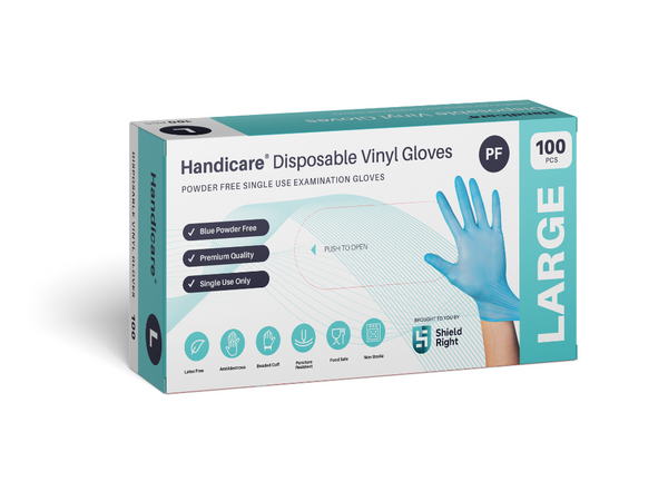 Handicare Blue Vinyl Disposable Powder Free Glove 100 Pack