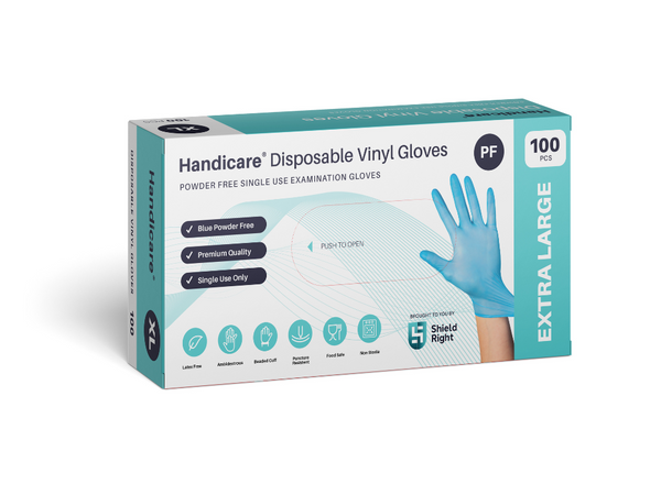 Handicare Blue Vinyl Disposable Powder Free Glove 100 Pack