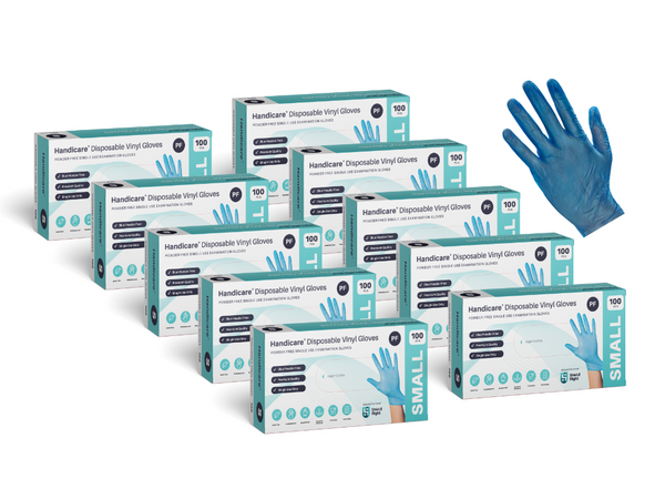 Handicare Blue Vinyl Disposable Powder Free Glove 100 Pack (Carton)