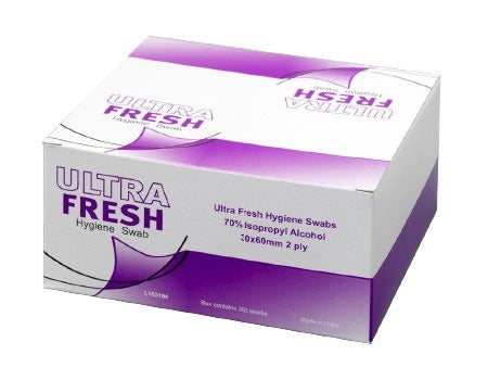 Ultra Fresh Alcohol Wipe Hygiene Swab Sachets 200 Pack Authentic