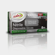 Sabco Black Nitrile Powder Free Disposable Gloves-Heavy Duty - Box of 100