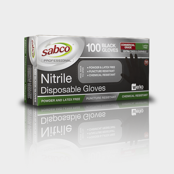Sabco Black Nitrile Powder Free Disposable Gloves-Heavy Duty - (Carton)